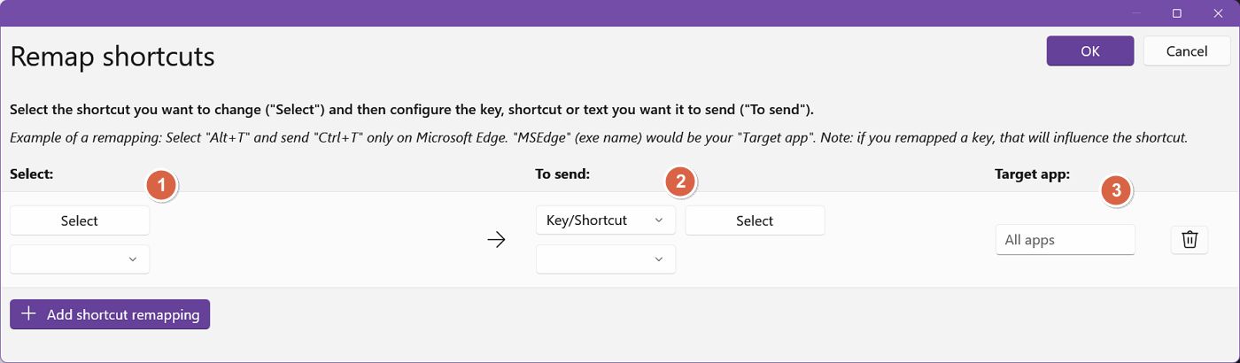 powertoys keyboard manager remap shortcuts popup