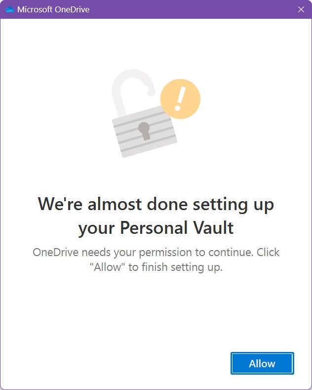 we are almost done setting up your personal vault