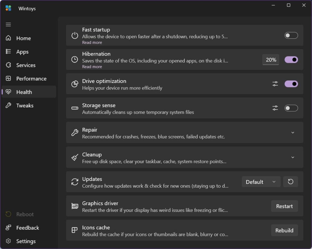 Wintoys review a free windows tweaker optimizer debloater tool