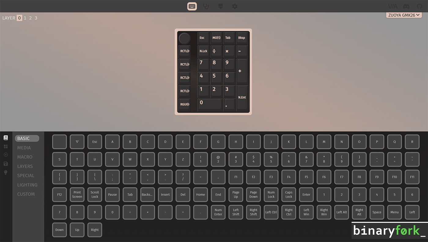Pavé numérique Zuoya GMK26 via qmk