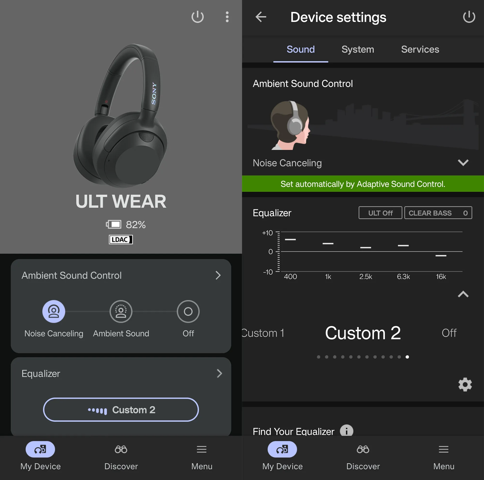 cuffie sony ult wear con cancellazione del rumore app sound connect